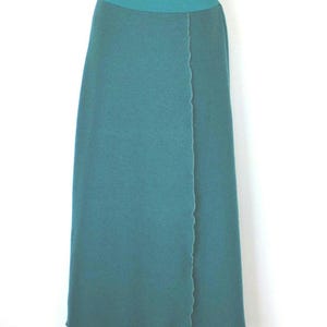 Long wool skirt for women, solid turquoise, ankle-length, decorative seam, winter skirt, 100% wool, A-line, natural fashion, warm