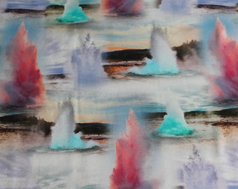 Cotton jersey colorful geysers digital print