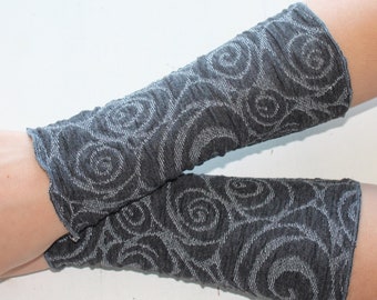 Pulse warmer jersey spiral pattern anthracite/light gray, cloqué jersey, relief pattern size S-L