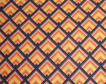Ökotex cotton jersey retro pattern orange/yellow black, geometric pattern, digital print Stenzo