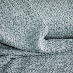Cotton knit fabric plain dusty mint, knit, wave pattern, pure cotton