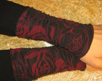 Pulse warmer cloqué jersey roses dark red/black S-L