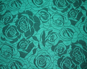 Cloqué jersey knit jersey rose pattern emerald green/grey jacquard knit