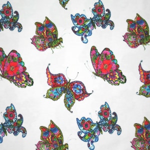 Ökotex cotton jersey colorful butterflies on white, digital print Stenzo