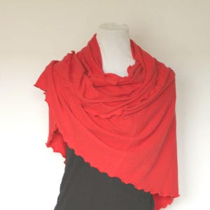Triangular Scarf/stole Made of Soft Cotton Knit, Smoky Blue