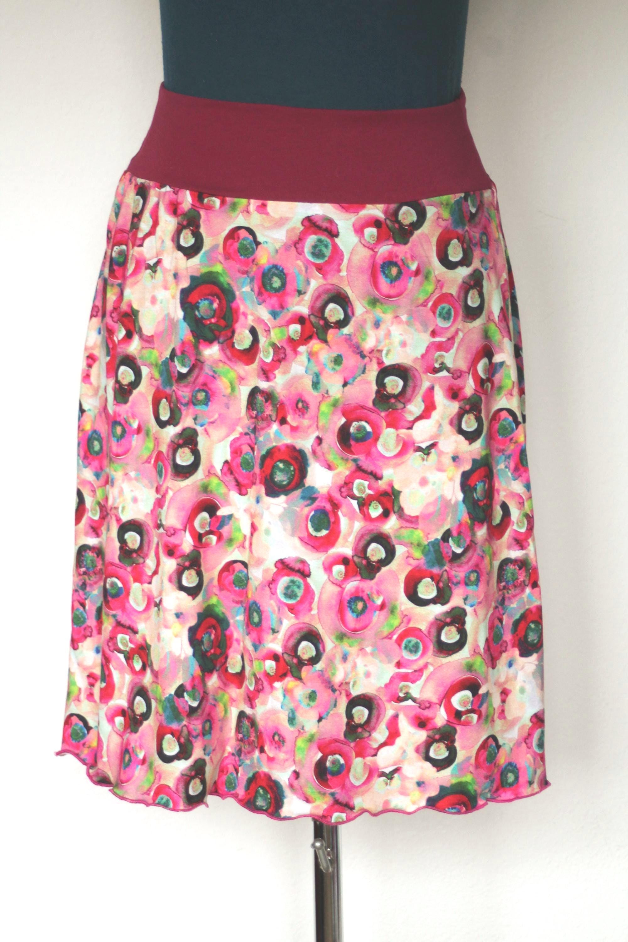 Jersey Skirt, A-line, Lightweight Viscose Jersey, Watercolor