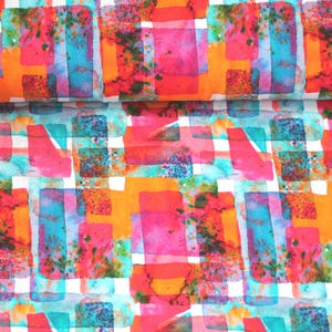 Ökotex cotton jersey expressive, abstract pattern on white, summery digital print by Stenzo