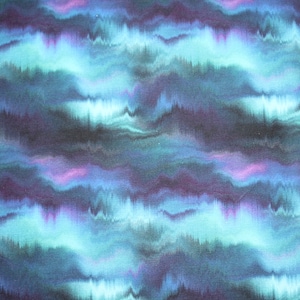 Cotton jersey turquoise/water blue/dark blue/purple watercolor