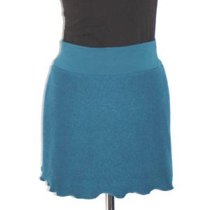 Short skirt 100% wool dark turquoise simple, mini skirt, cacheur