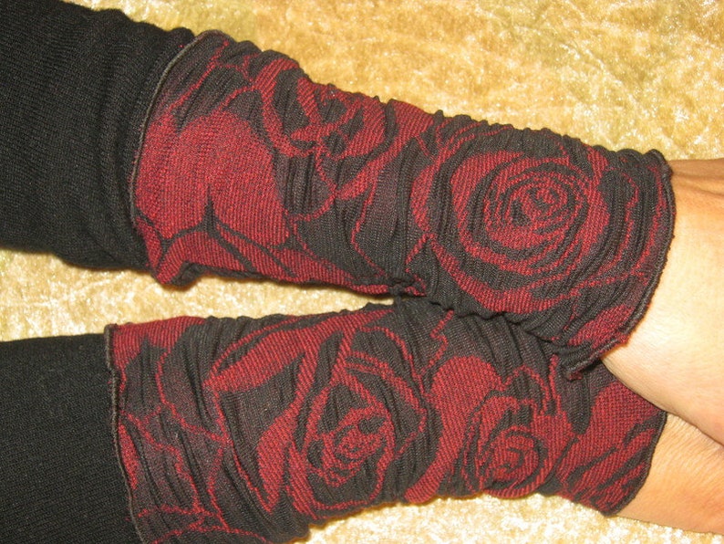 Pulse warmer cloqué jersey roses dark red/black S-L image 2