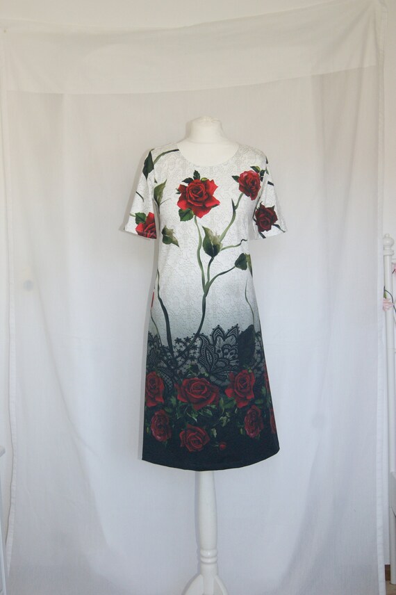 white red rose dress