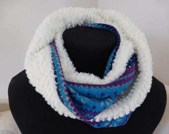 NORWEGIAN BLUE winter tube scarf loop faux fur