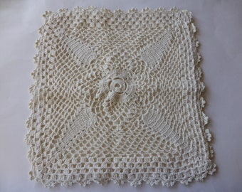 Coussin au crochet SHABBY-GLÜCK Housse de coussin années 60 70 blanc