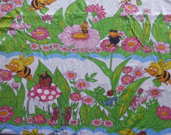 Maya l’abeille tissu coton années 70 tissu de coton vintage 1978