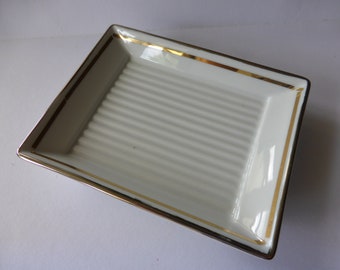 Porte savon OR ET ARGENT céramique vintage années 80