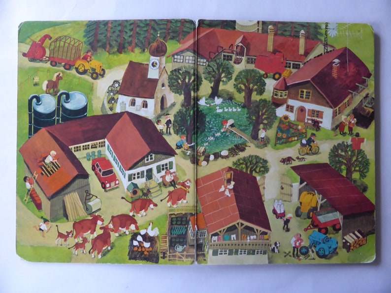 Livre pour enfants vintage Avec nous au village Livre dimages des années 90 1990 image 2
