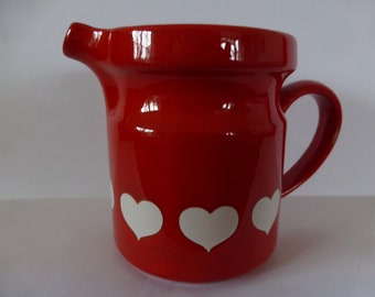 Waechtersbach jug 1970s/1980s ceramic vintage red hearts