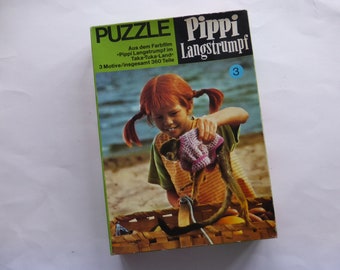 Pippi Langstrumpf Puzzle (3er-Pack) 1970er-Jahre Vintage