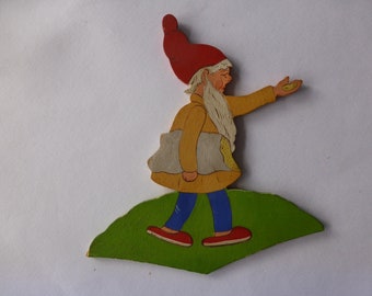 Wall figure "Little Gnome" vintage wood 50s 60s