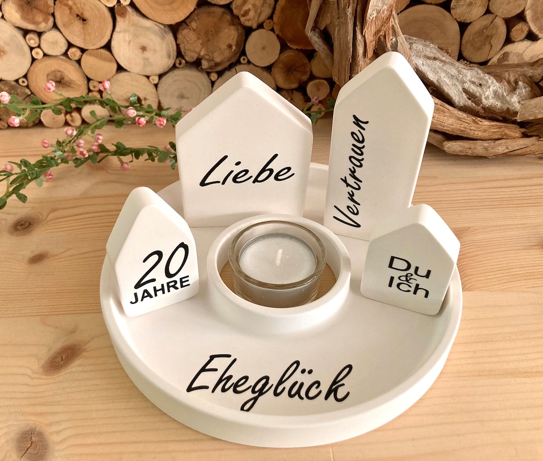 Geschenk Zum 20 Hochzeitstag Für Den Mann Geschenk 20. Hochzeitstag, Porzellanhochzeit, Windlicht, Geldgeschenk