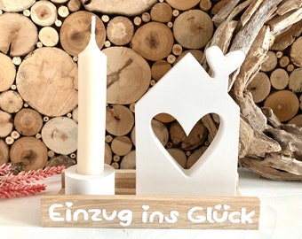 Geschenk Einzug, Geschenk Umzug, Hausbau, Deko Haus, Kerzenhalter, Wohndeko, Holzdeko, neue Wohnung