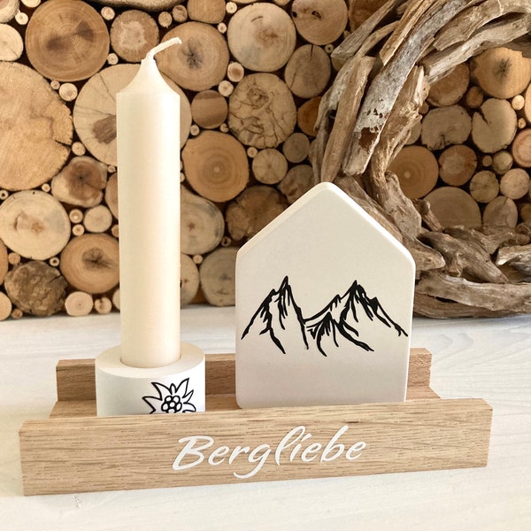 Bergliebe Kerzenhalter, Deko Berge, Haus, Geschenk Wandern, Geschenk Berge, Geschenk Geburtstag, Allgäu, Alpen, Frühlingsdeko