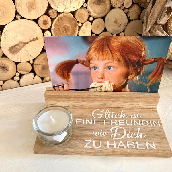 Geschenk Freundin Fotoleiste, Fotohalter, Postkartenhalter Holz, Geschenk Geburtstag