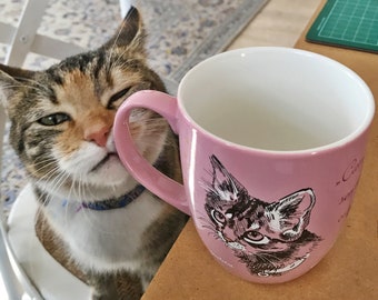 GentleCat © Tierschutz-Porzellantasse "Katze" –  in Rosa ausverkauft, in Gelb erhältlich