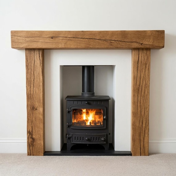 Rustic Solid Oak Beam Fire Surround *1.0m wide*