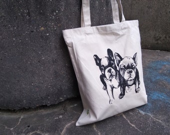 Canvas 340g Français Sac Bulldog Sac Sac Avec Poignées longues, Pour les amateurs de chiens, Bulldog, 2 Bullys BullyCo