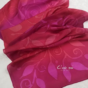 Hand-Painted Mulberry Silk Scarf – Unique Handmade Silk Shawl – Elegant Gift for Her