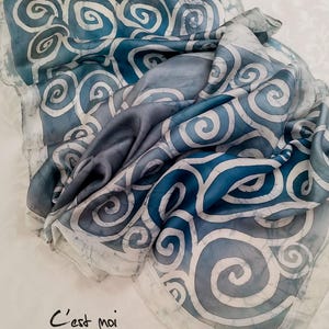 Hand-Painted Silk Scarf inspirated by Klimt– Unique Handmade Silk Shawl – Elegant Gift for Her