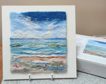 KIT. At The Beach Seascape Felt Art Needle Felting DIY Crafting Gift