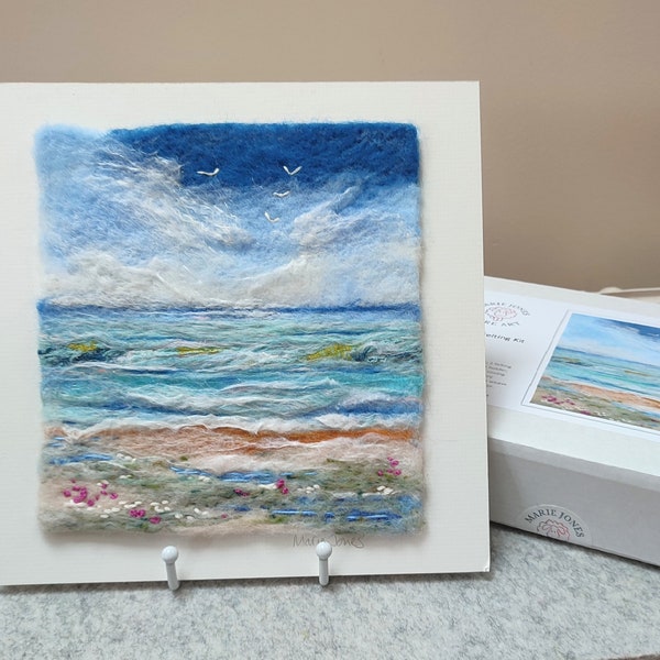 KIT. At The Beach Seascape Felt Art Needle Felting DIY Crafting Gift