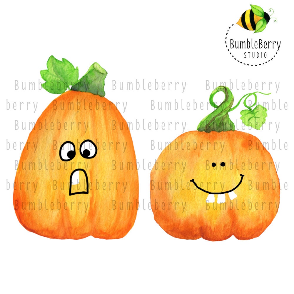 Download Jackolantern Watercolor Png Digital Download Clipart Etsy
