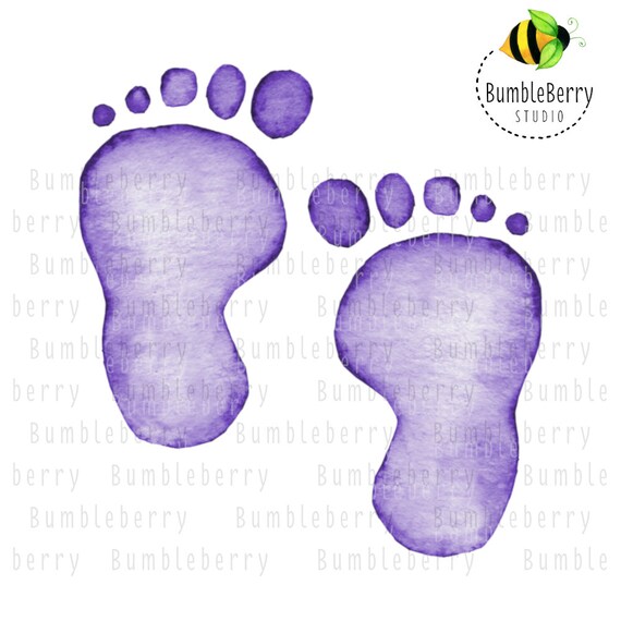 Baby Feet Purple Watercolor Png Digital Download Clipart | Etsy Canada
