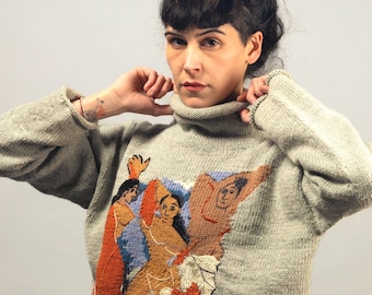 Custom Hand Knit Sweater, Personalized Knitwear, Made to Order Wool and Cotton Pullover