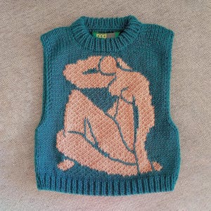 Handknit custom sweater vest, Custom Matisse vest, Knit personalized vest, Personalized vest, Personalized sweater