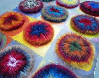 Kandinsky inspirierte gestrickte Haargummis | Weiches Scrunchie