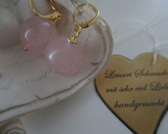 Limari Schmuck Rosenquarz Ohrringe Gold / Silber 925 UNIKAT