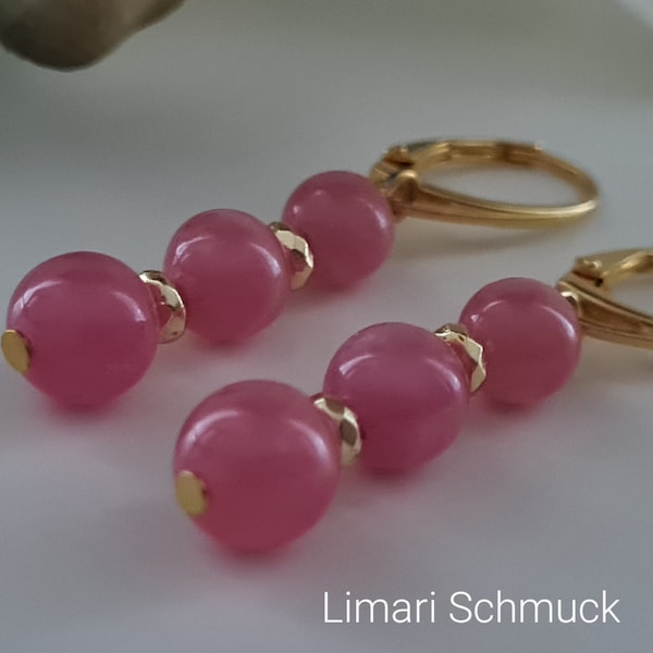 Limari Schmuck Rhodochrosit Ohrringe AAAA in feiner Ortiz Qualität Gold auf Silber 925 UNIKAT