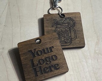 Llavero de madera NFC / Llavero con tarjeta de visita grabada personalizada