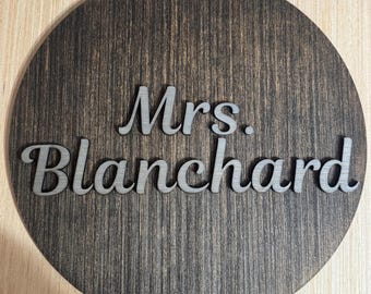 Letrero de madera personalizado para profesores - Decoración para el aula