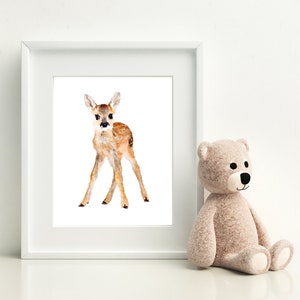 Fawn Watercolor Painting Digital Download jpg png, Baby Deer Woodland Nursery Gift Printable Wall Art, Baby Animal Wall Art Bedroom Decor