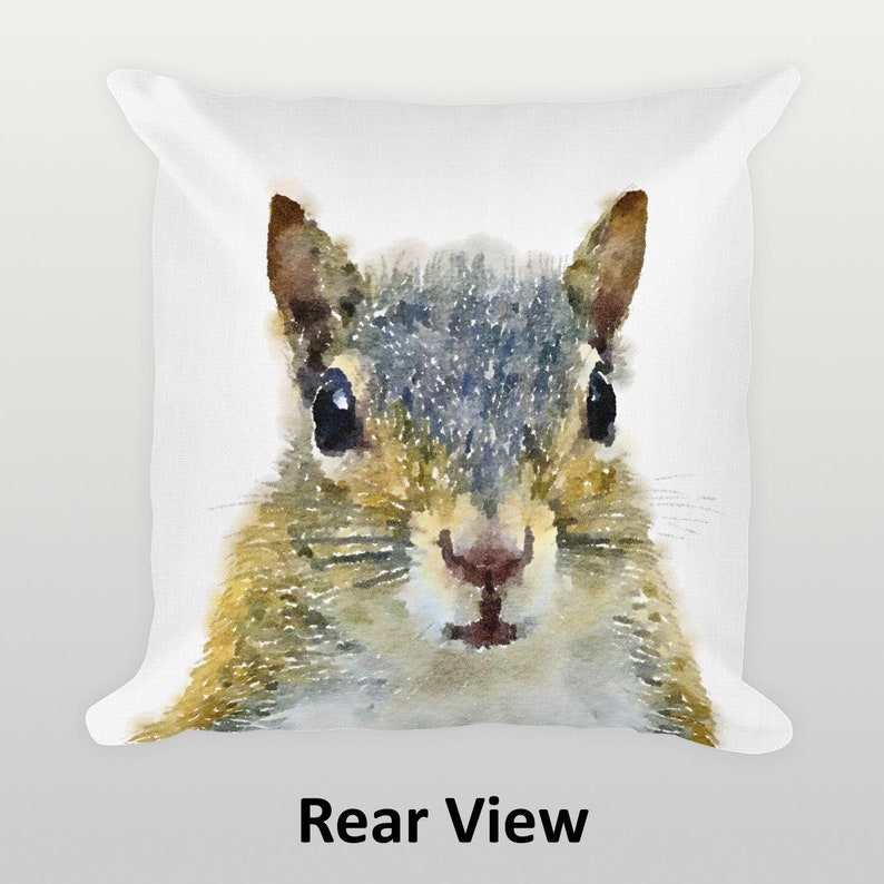 Squirrel Throw Pillow, Squirrel Cushion, Watercolor Woodland Nursery