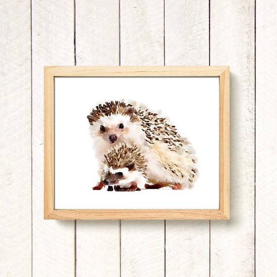 Woodland Forest Decor Forest Animal Print Baby Room Poster Nursery Printable Wall Art Kid room print Hedgehog Print Animal Watercolour