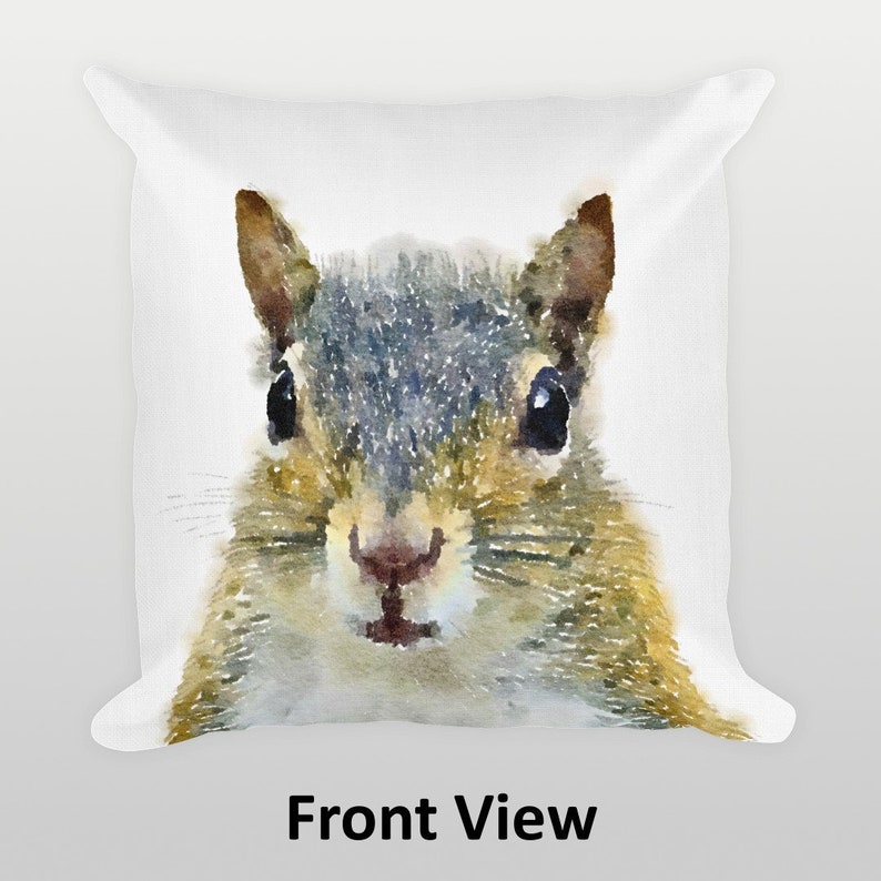 Squirrel Throw Pillow, Squirrel Cushion, Watercolor Woodland Nursery