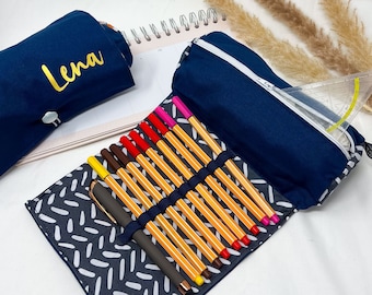 Pencil case blue minimalist/pencil bag, pencil case, pencil case, school, study, pencil case, pen roll, university,