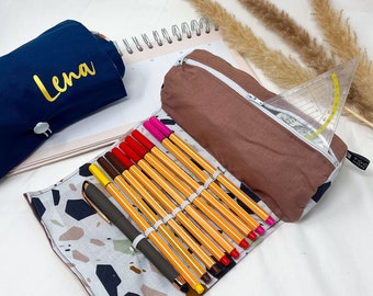 Personalized pencil case name, gift teacher, pencil case, terracotta boho rust, pen case, teacher Christmas gift, school