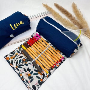 Pencil case blue/pencil case, pen case, pencil case fox with name, school, pencil case orange blue personalized, pencil roll
